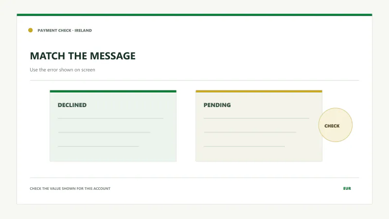 Deposit error cases matched with a practical next check