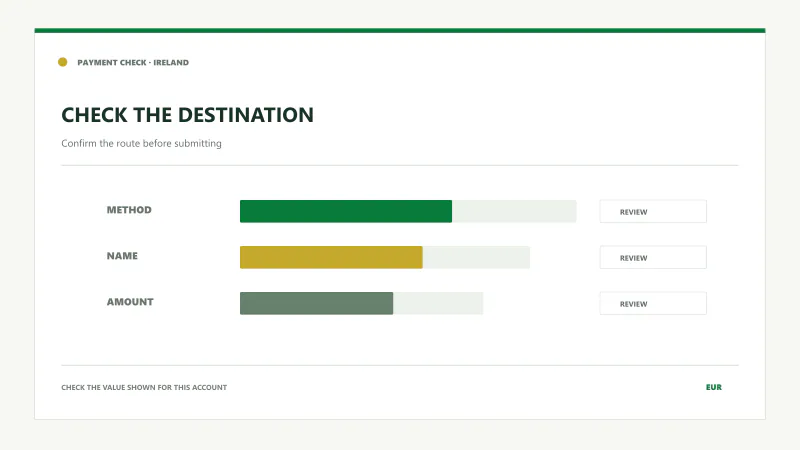 Withdrawal destination checked against the registered account details